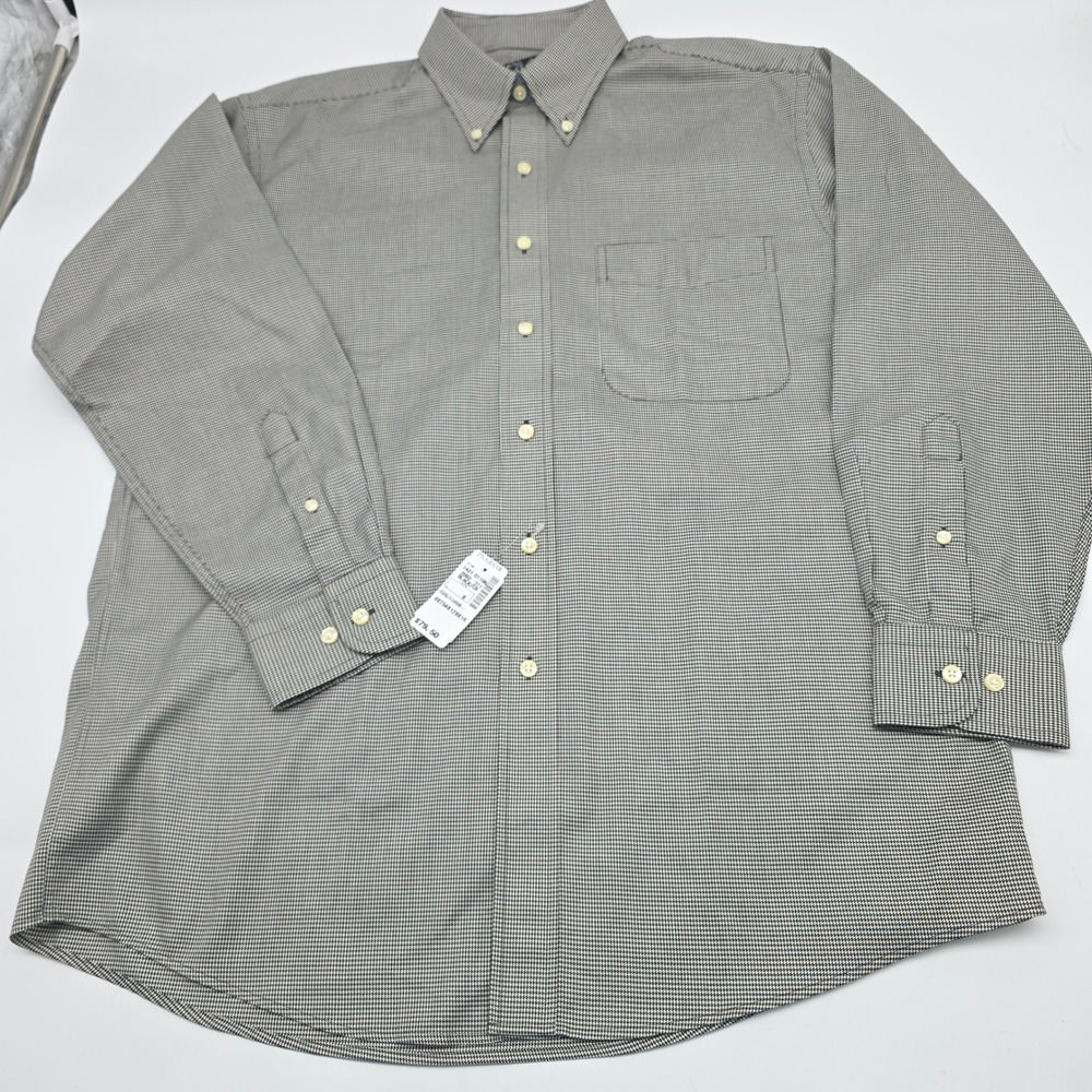Classic Jos. A. Bank Button Down Shirt Mens M Black White Houndstooth Workwear